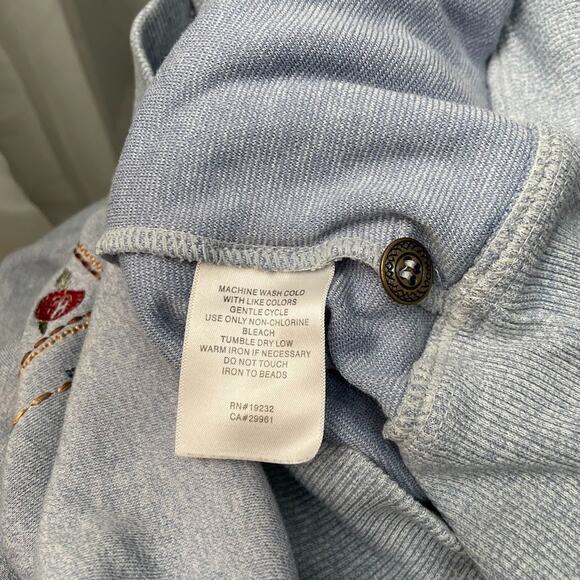 Alfred Dunner Woman Plus Size 2X Blue Embroidered Button Up Sweatshirt Grandma - Picture 7 of 9